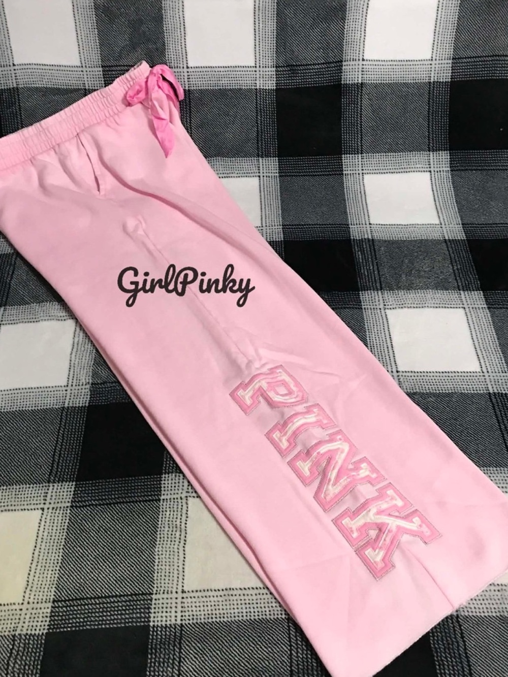 VS PINK x LoveShackFancy Wide Leg Sweatpants IN PINK LOLLIPOP X-LARGE